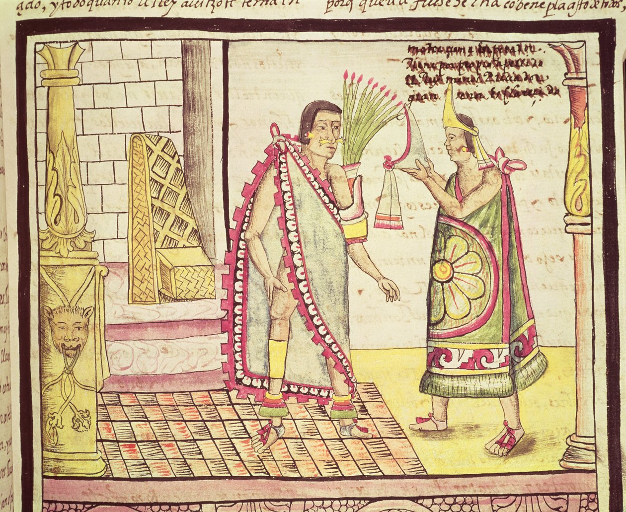 Fol.152v Kroningen av Montezuma II (1466-1520) den siste meksikanske keiseren i 1502, 1579 av Diego Duran