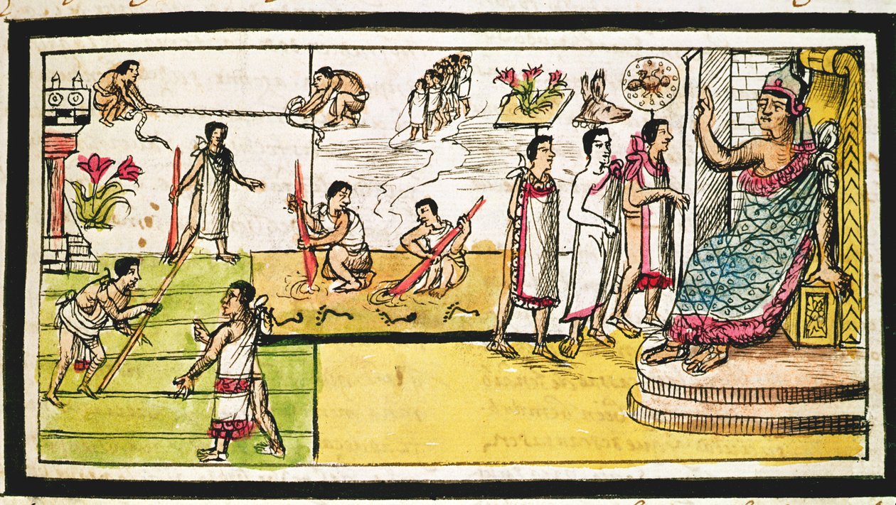 Fol.40r Construction of Tenochtitlan, 1579 av Diego Duran