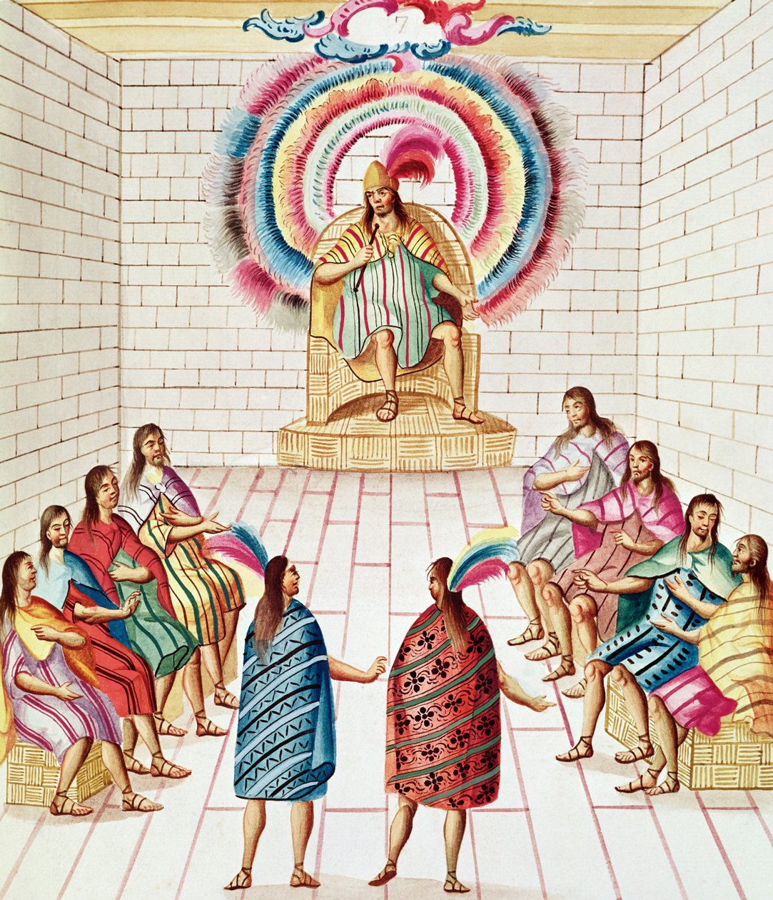 Tome 3 fol.7, Montezuma II og hans råd, fra 