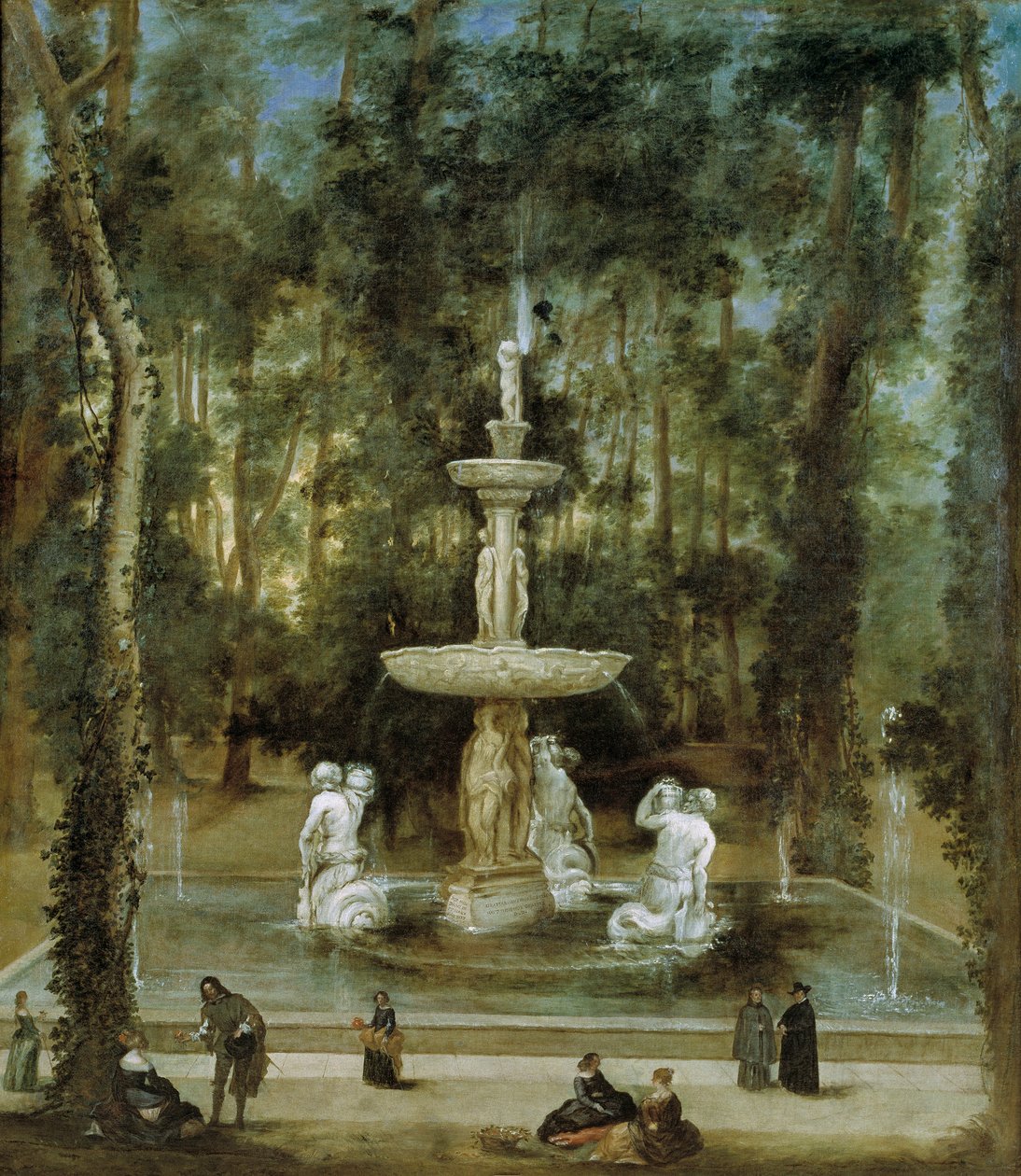 Tritons fontene i hagen på øya i Aranjuez av Diego Velázquez