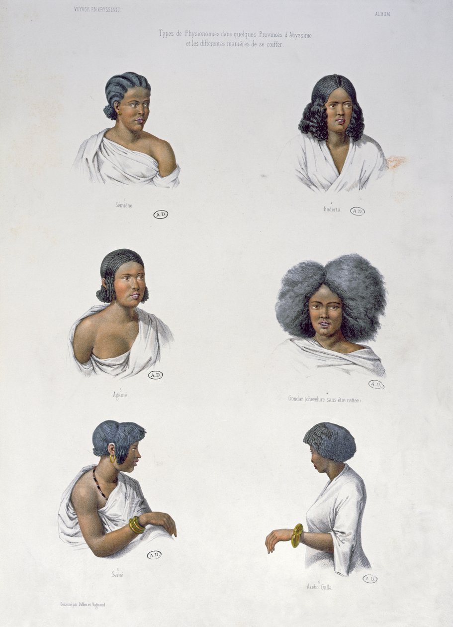 Innfødte i Abessinia, gravert av Aumont, ca. 1840 av Dillon and Vignaud