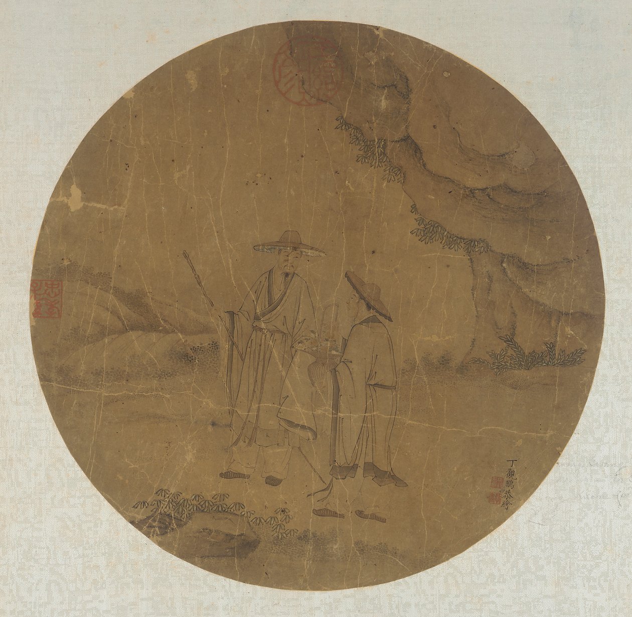 Landskap: to figurer av Ding Guanpeng