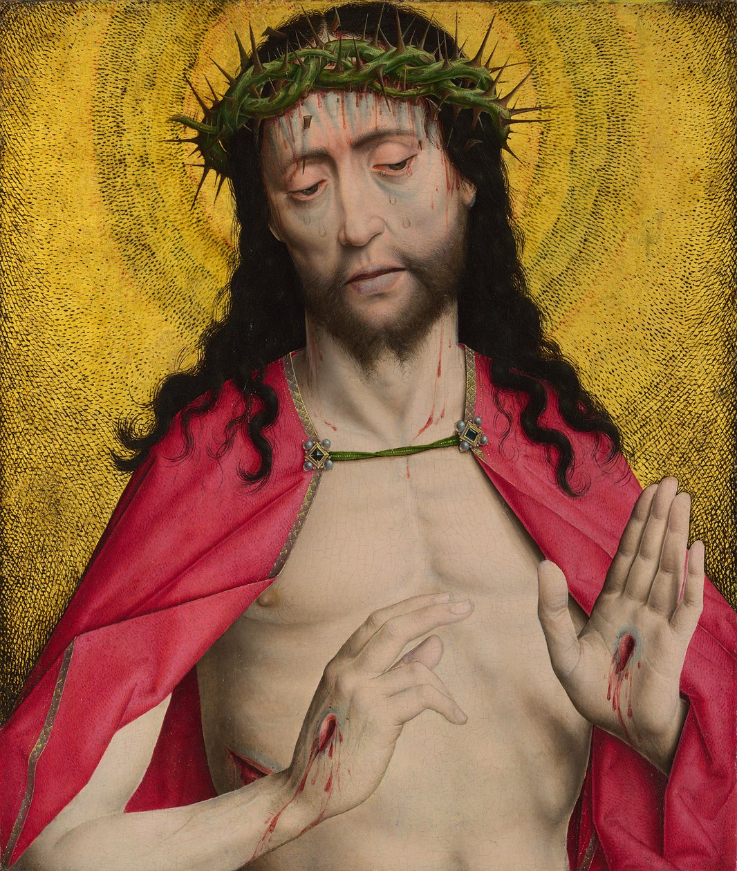 Kristus kronet med torner, ca. 1470 (tempera på tre) av Dirck Bouts