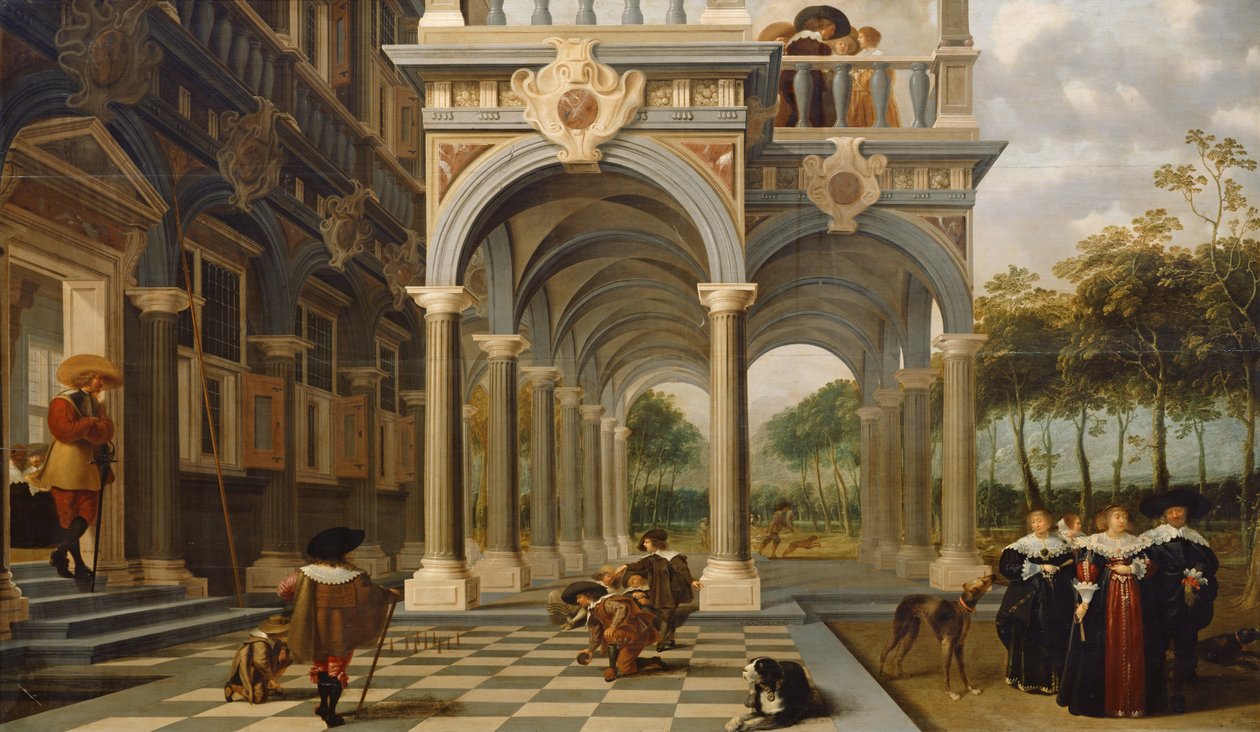 Skittle Players, 1637 av Dirck van Delen