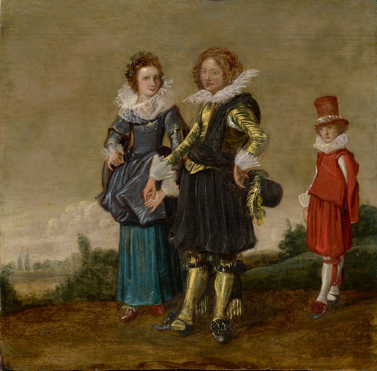 Ungt par går med en side av Dirck Hals