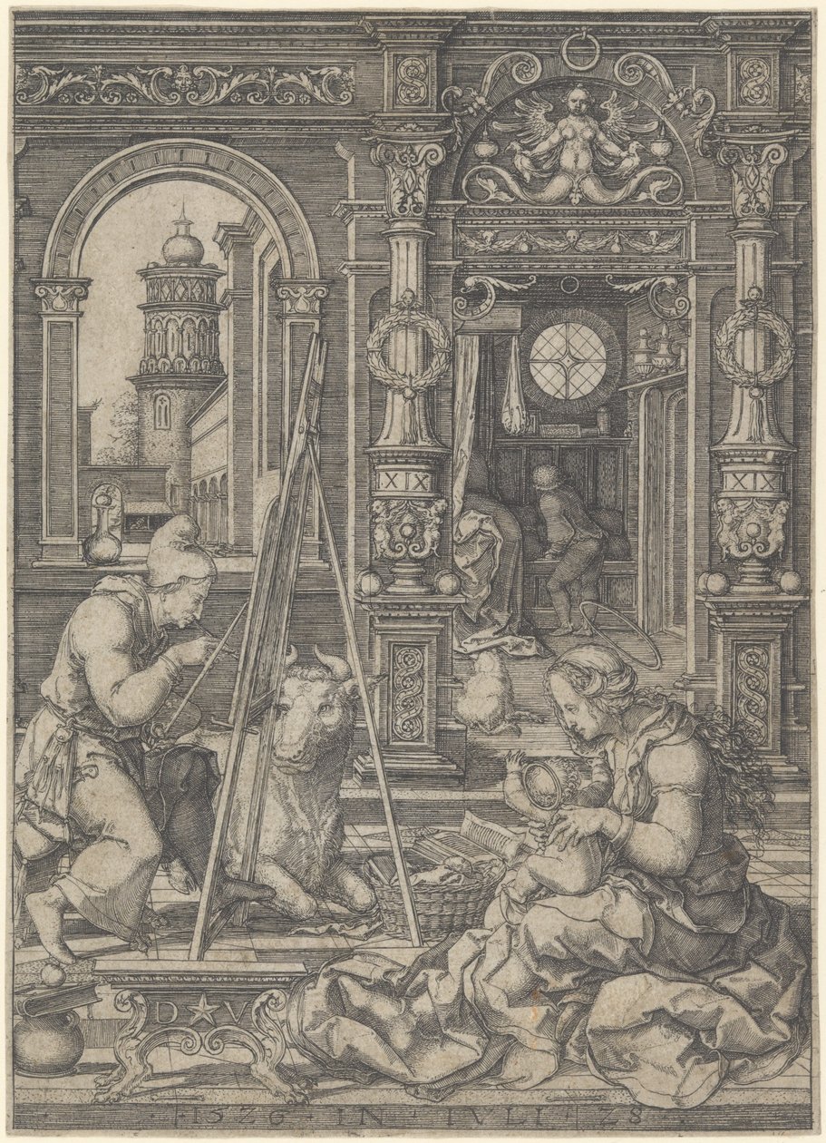Saint Luke Painting the Virgin, 1526. av Dirck Vellert