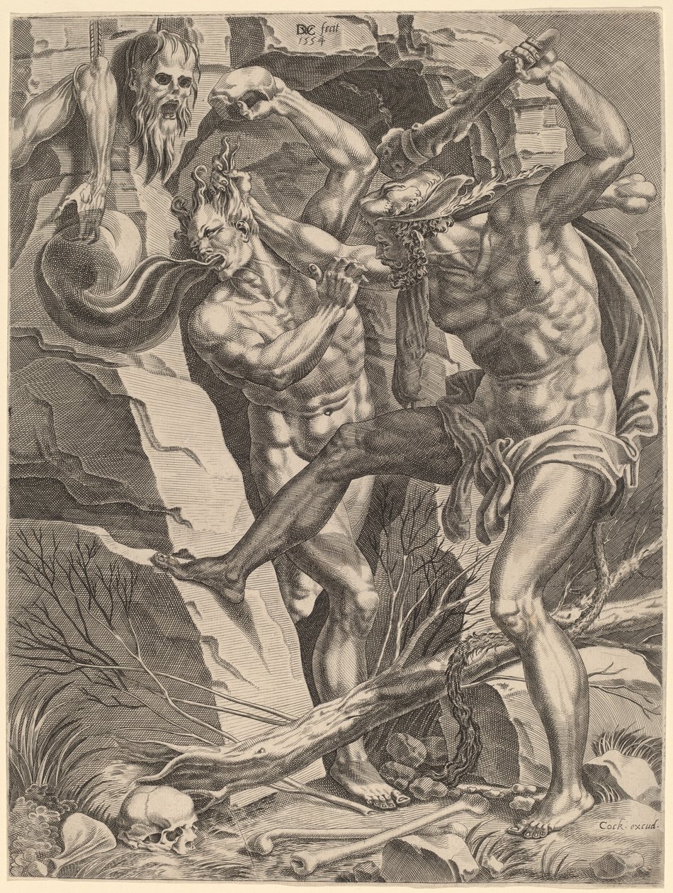 Hercules dreper Cacus av Dirck Volckertz Coornhert