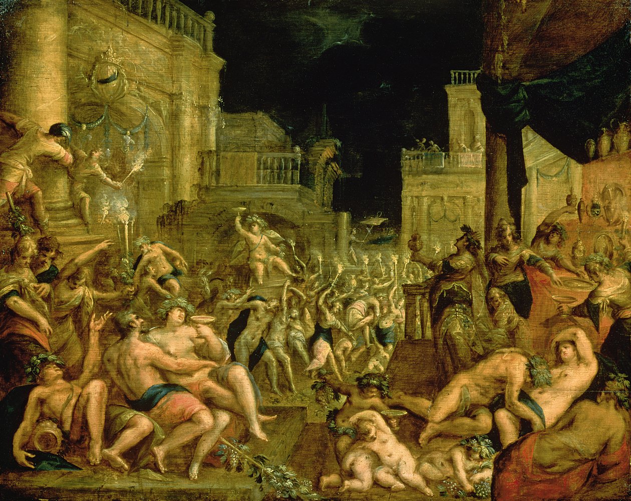 Bacchus i domstolen i Midas av Dirk Valkenburg