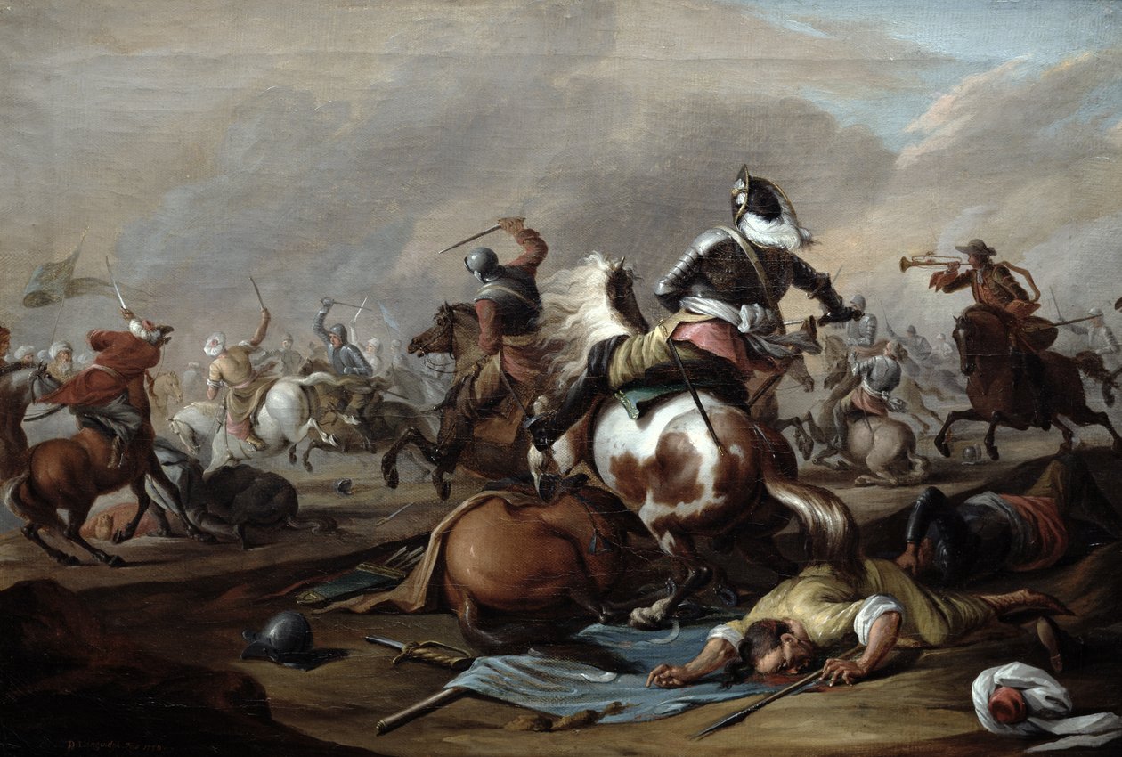 Kavaleriets sammenstøt, 1770 av Dirk Langendyk