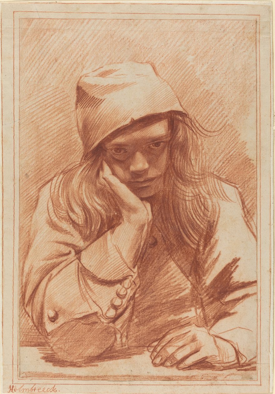 Selvportrett, ca. 1633-96 (rødt kritt) av Dirk Theodor Helmbrecker