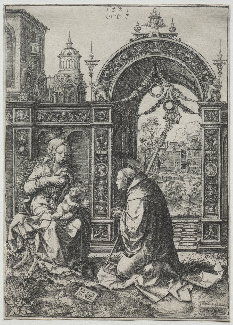 Visjonen om St. Bernard, 1524. av Dirk Vellert