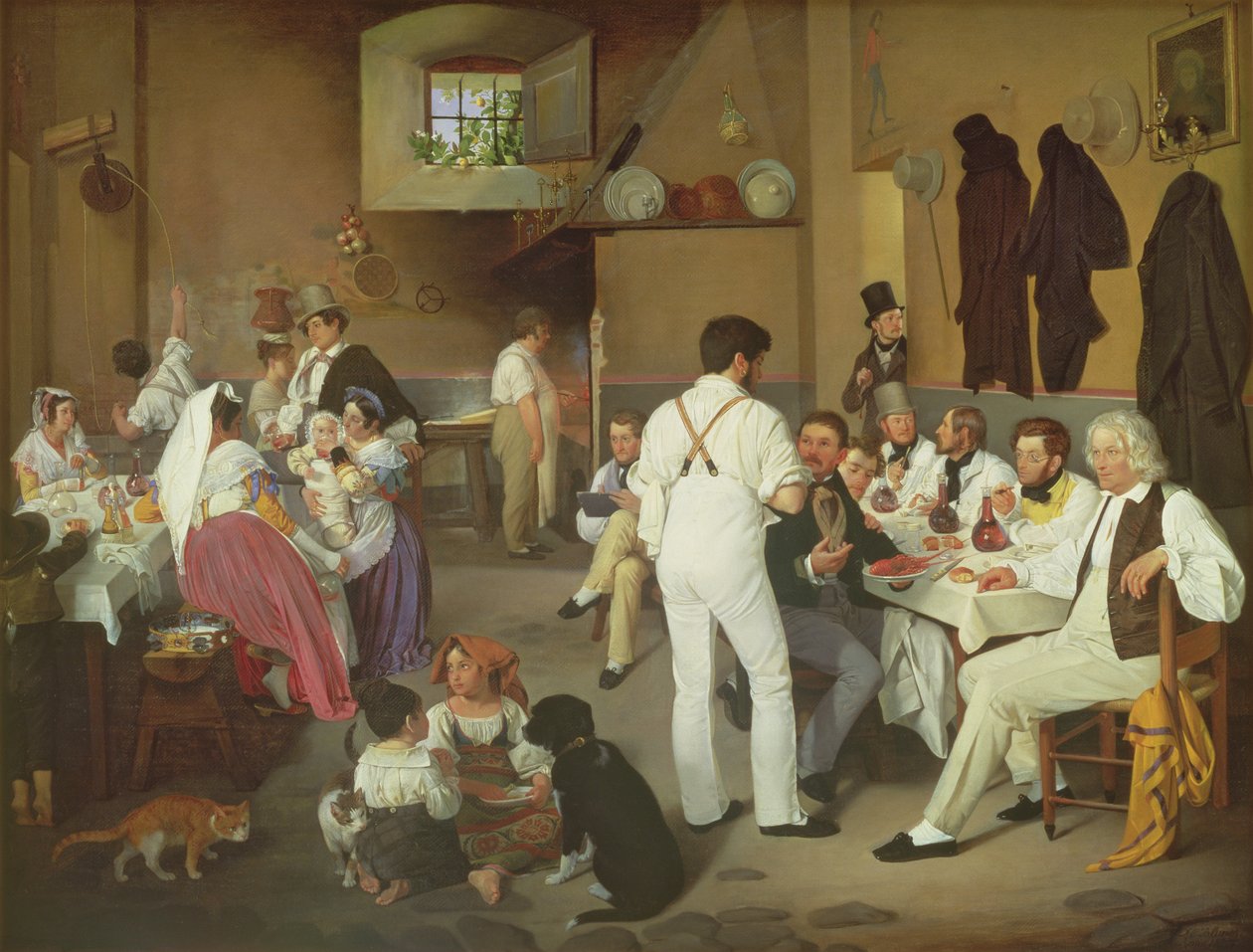 Danske kunstnere ved Osteria la Gensola, Roma, 1837 av Ditlev Conrad Blunck