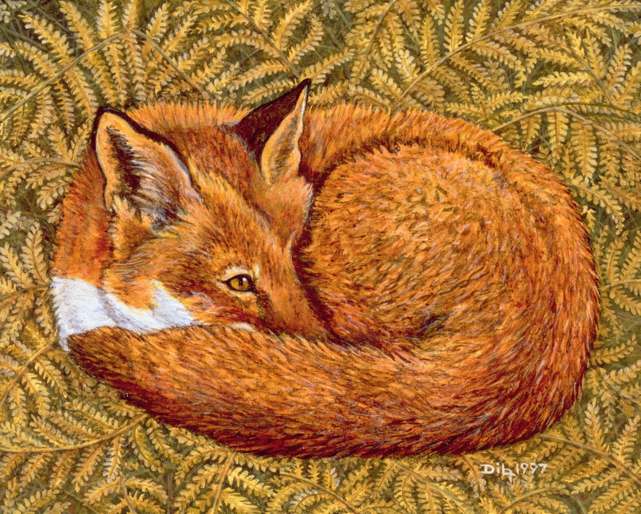 Cat-napping, 1997 (akryl på panel) av Ditz
