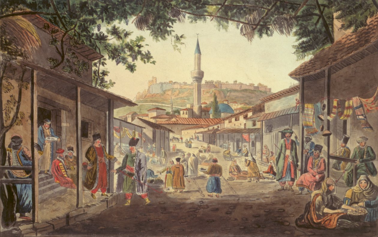 Basaren i Athen av Edward Dodwell