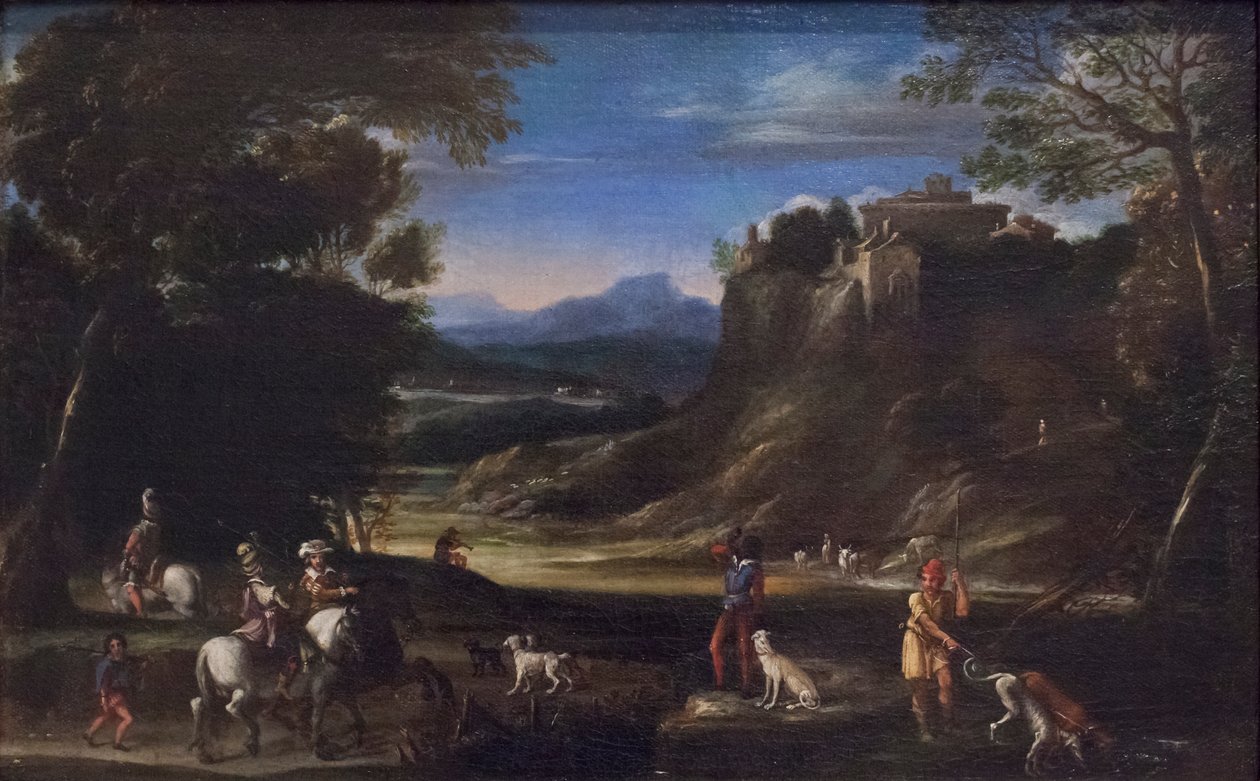 Skoglandskap med jaktscene av Domenichino (1581 1641)
