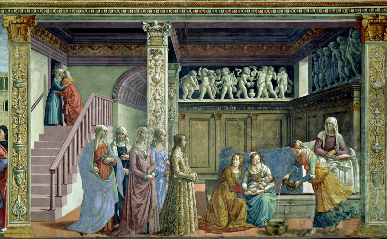 The Birth of the Virgin, 1486-90 (for detaljer se 124357) av Domenico Ghirlandaio