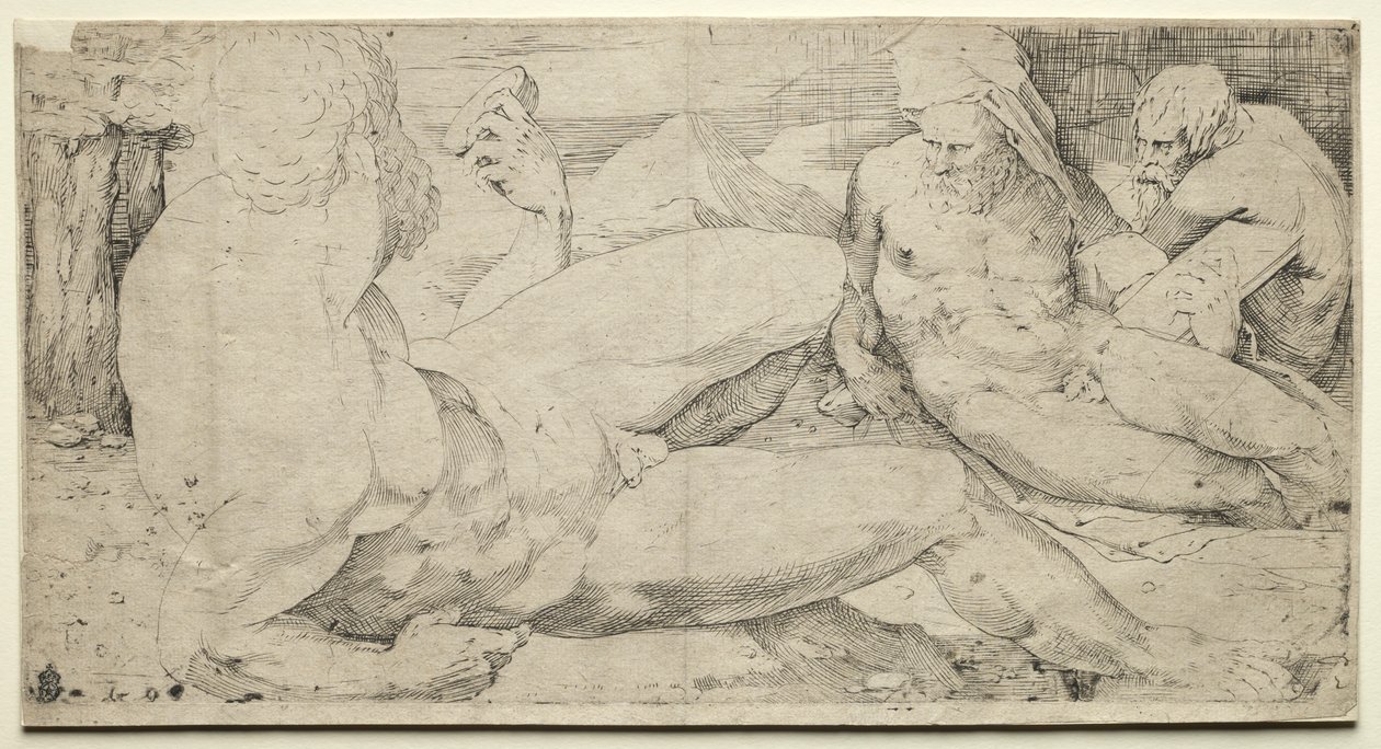 Tre mannlige nakenbilder, andre kvartal 1500-tallet. av Domenico Beccafumi