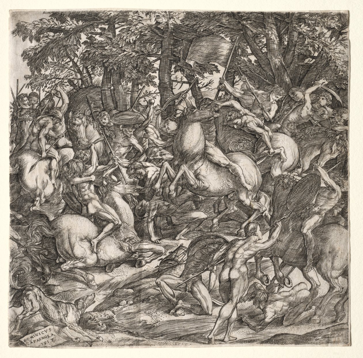 Slaget om nakne menn av Domenico Campagnola