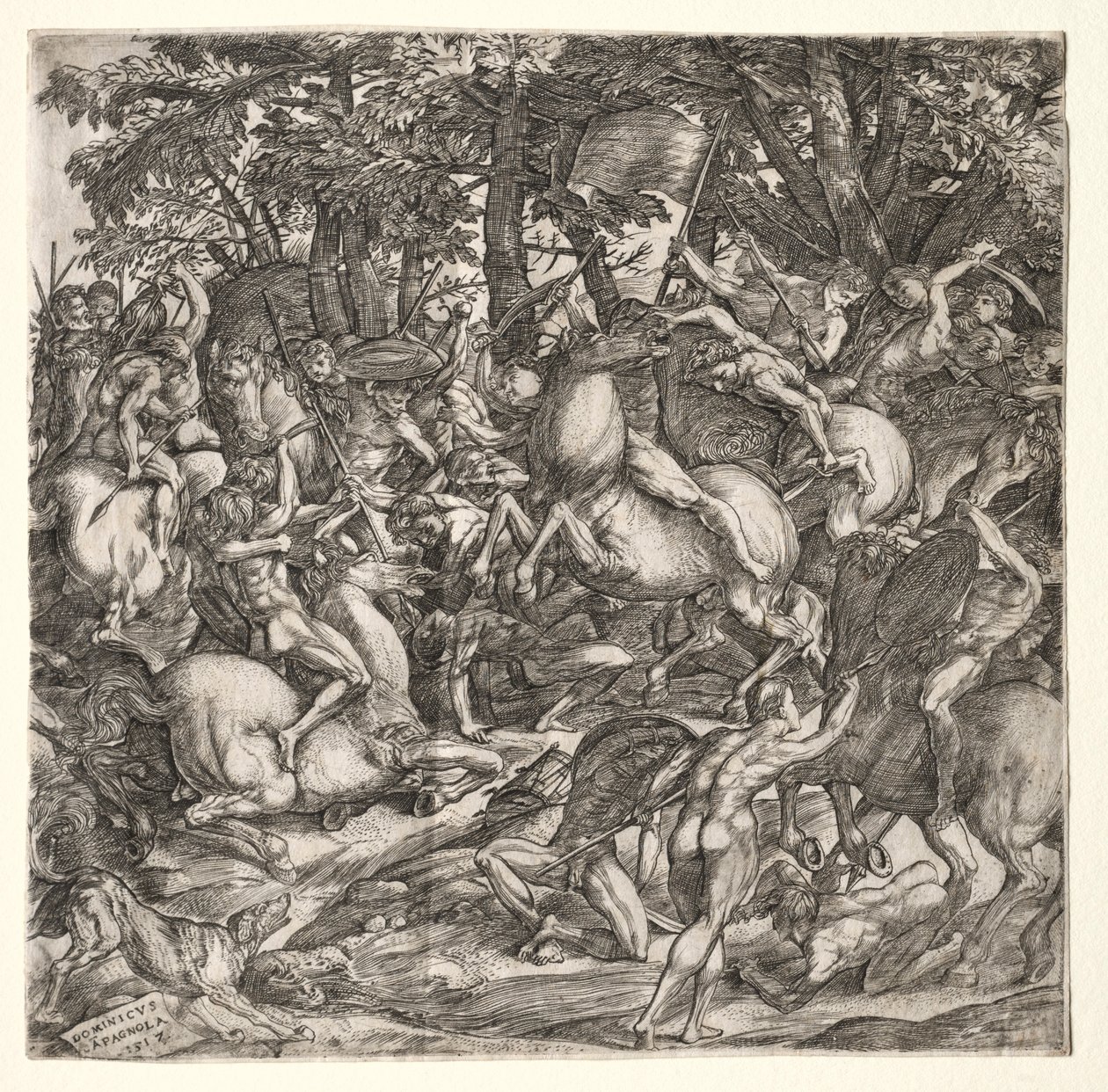 Slaget om nakne menn, 1517. av Domenico Campagnola