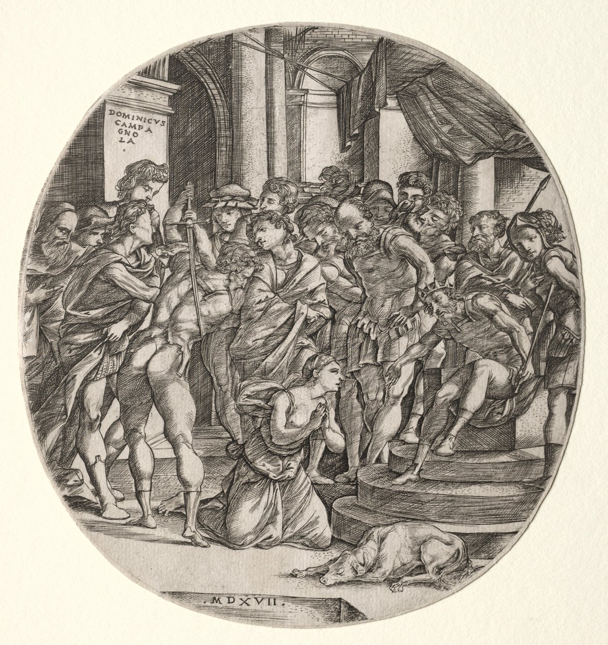Halshugging av Saint Catherine, 1517. av Domenico Campagnola