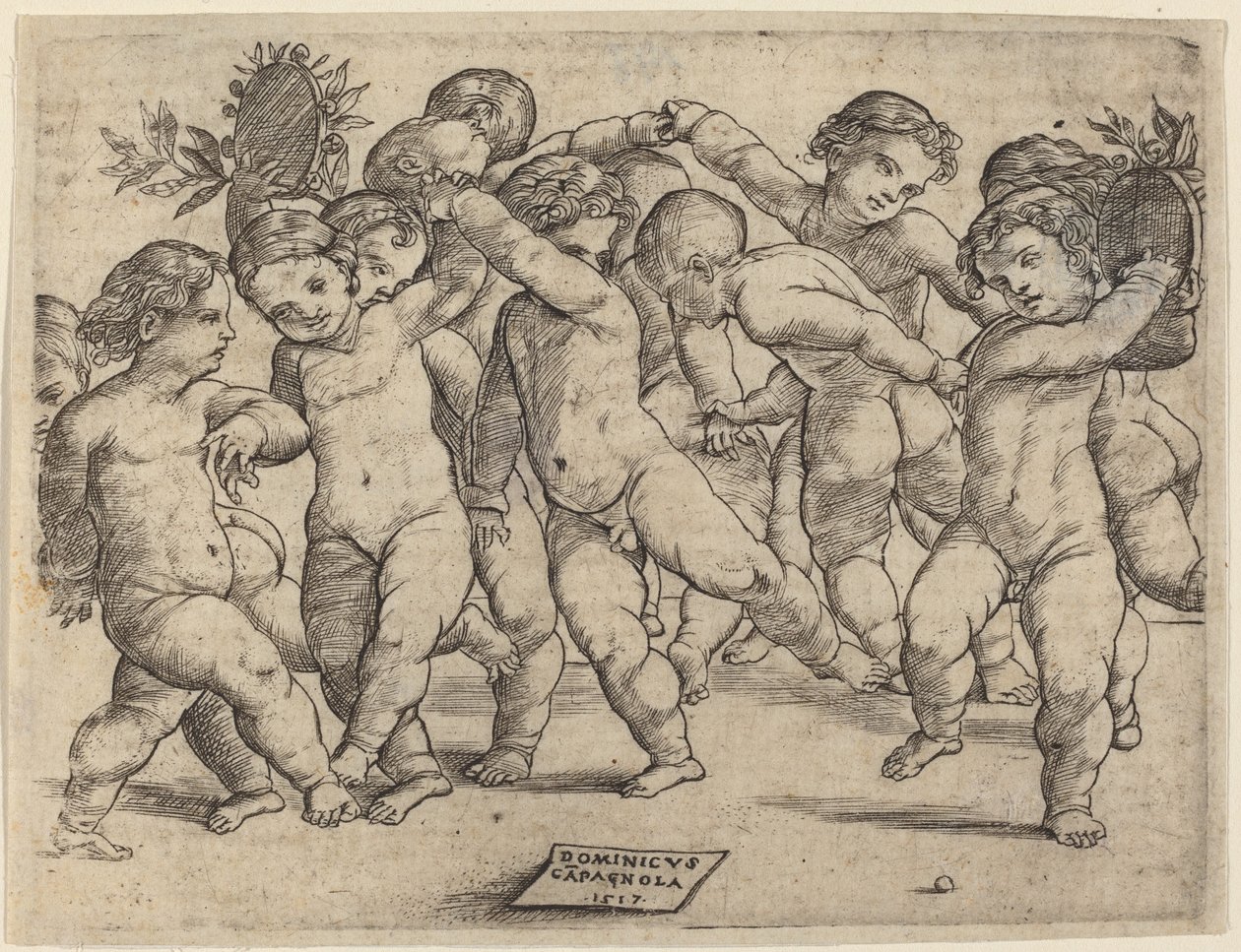 Tolv barn som danser av Domenico Campagnola