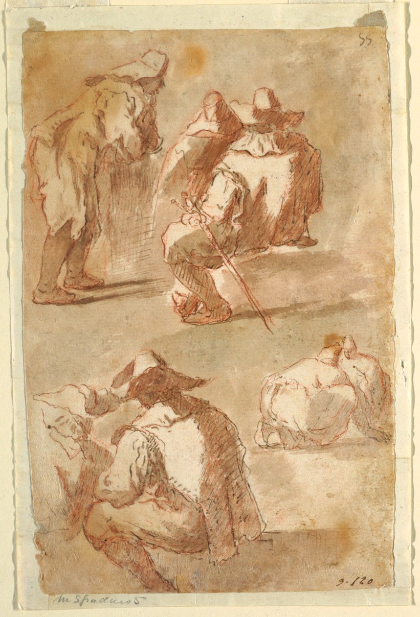 Figurstudier av Domenico Gargiulo, called Micco Spadaro