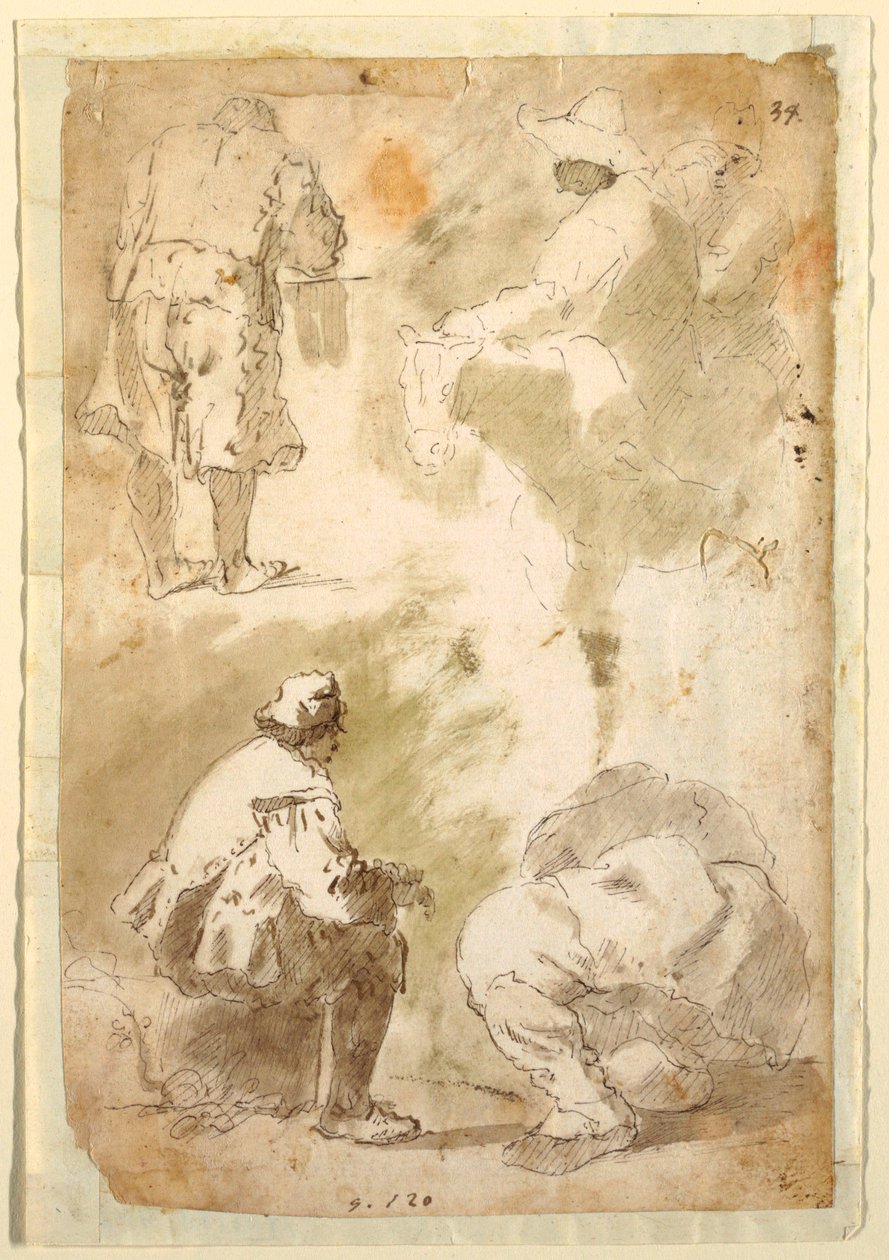 Fem menn av Domenico Gargiulo, called Micco Spadaro