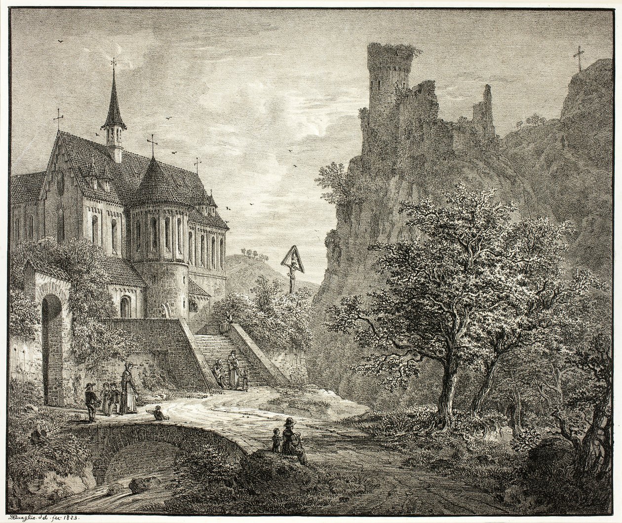 kirke i Kobern på Mosel av Domenico Quaglio