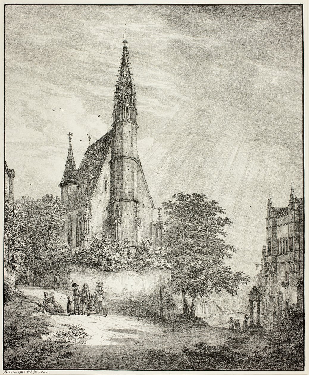 Kiderich kirke i Rheingau av Domenico Quaglio