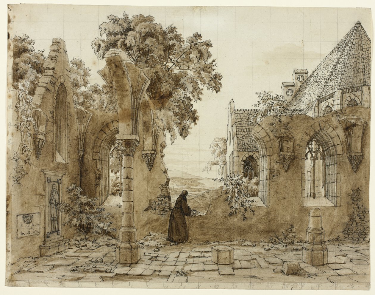 Munk i ruinene av et kloster av Domenico Quaglio