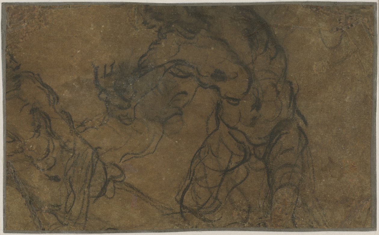 To mannlige figurer i bevegelse (verso) av Domenico Tintoretto