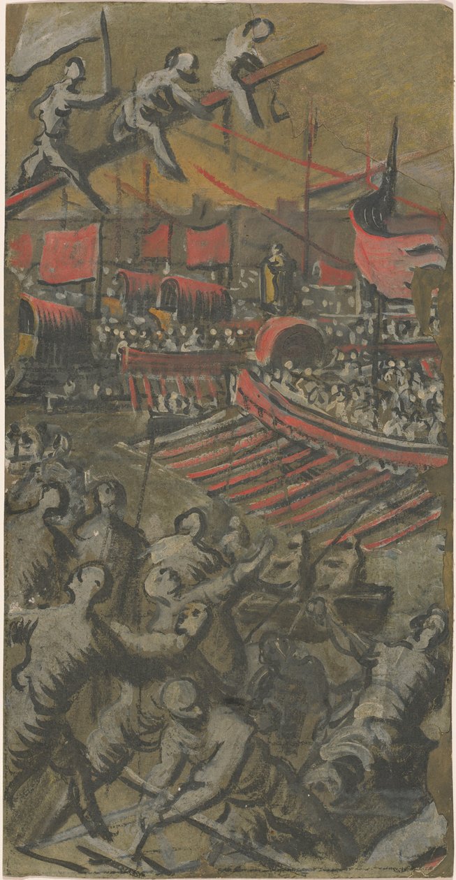 Venetianske skip som angriper Konstantinopel av Domenico Tintoretto
