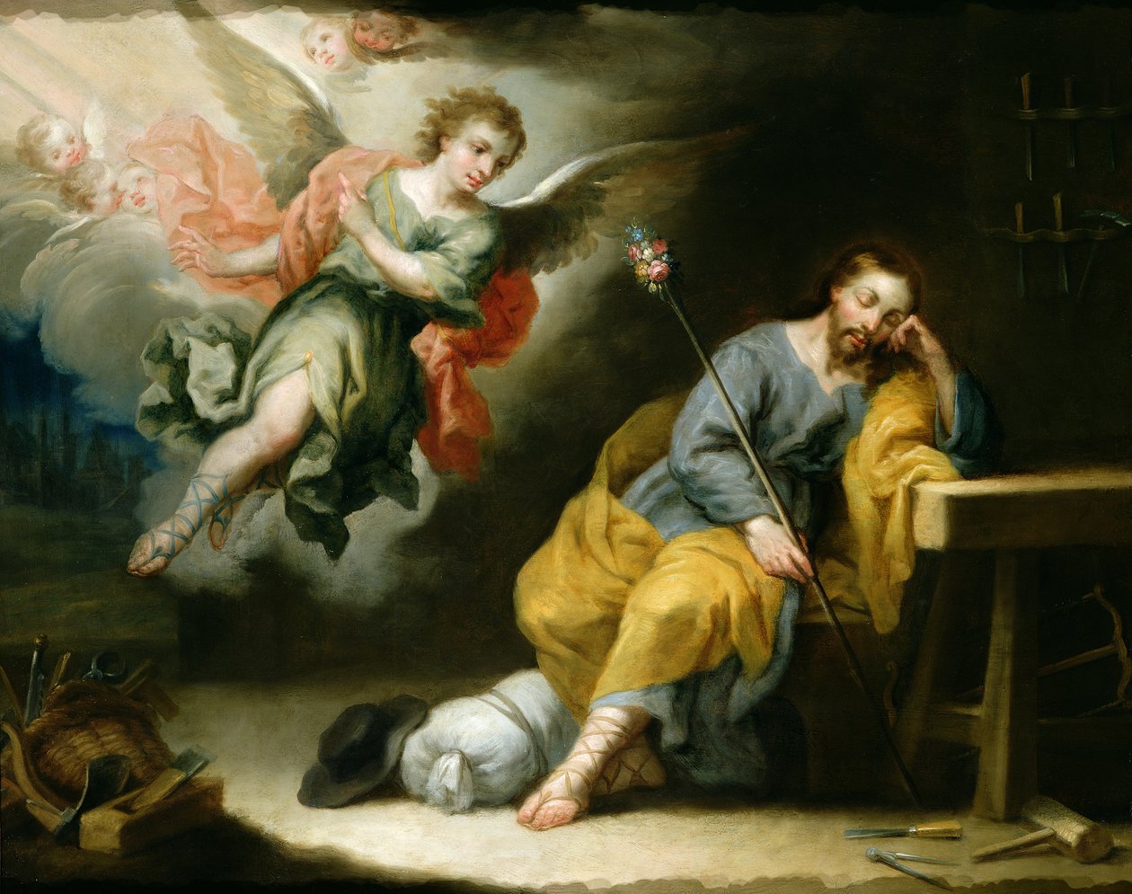 The Dream of St.Joseph (olje på kobber) av Domingo Martinez