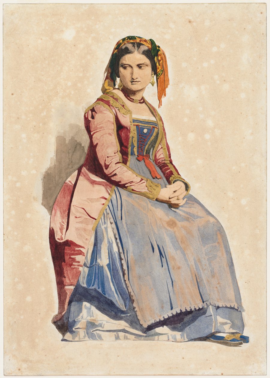 Sittende italiensk kvinne, 1800-tallet. av Dominique Louis Papety