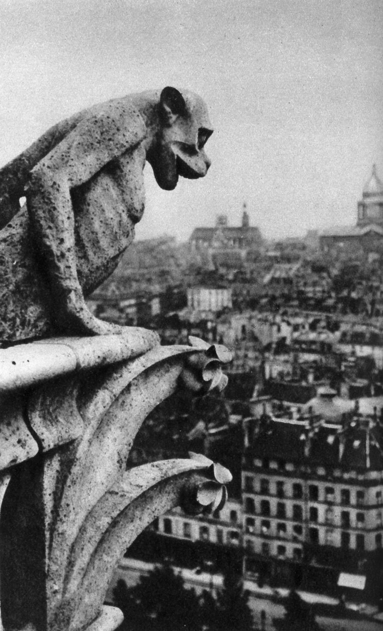 Steindemon, Notre Dame, Paris, Frankrike, ca 1930-tallet av Donald McLeish