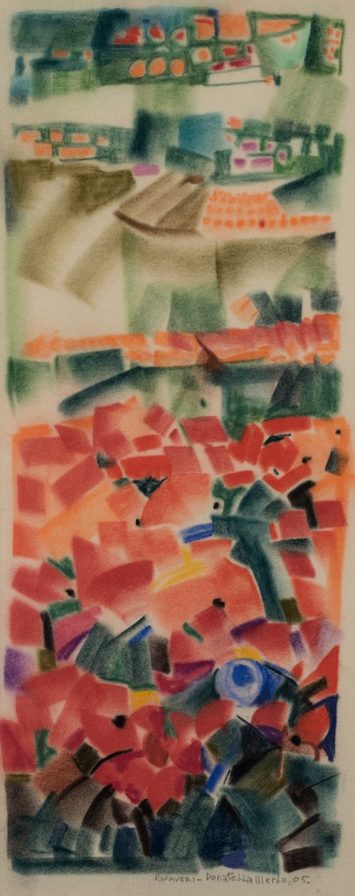 Valmuer, 2005 (pastell på fløyelspapir) av Donatella Merlo