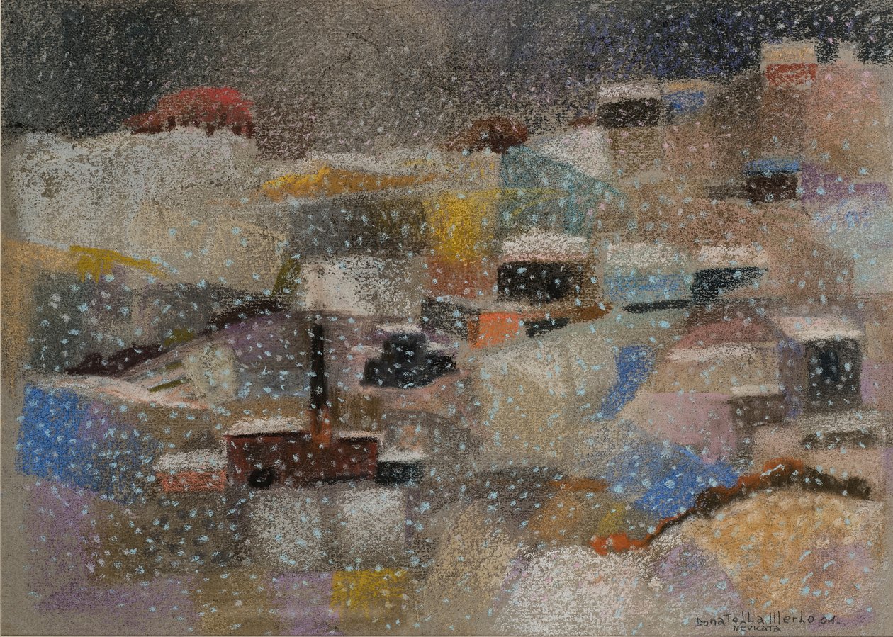 Snøfall, 2001 (pastell på fløyelspapir) av Donatella Merlo