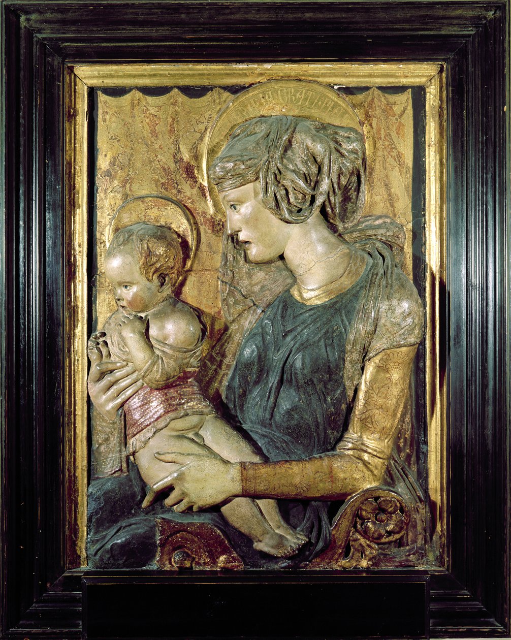 Madonna og barn (polykrom marmor) av Donatello