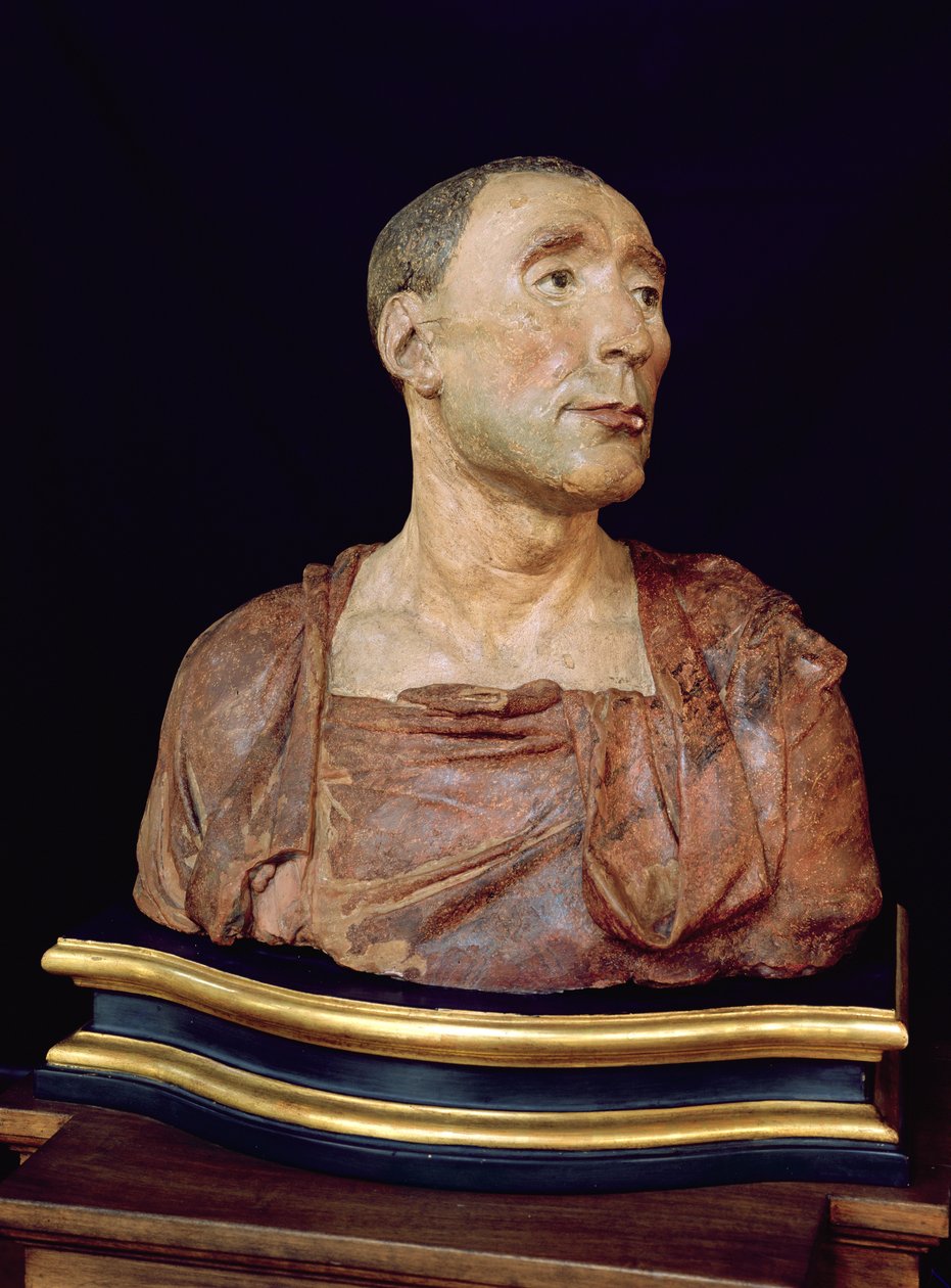 Portrettbyste av Niccolo da Uzzano (1359-1431) (polykrom terrakotta) av Donatello