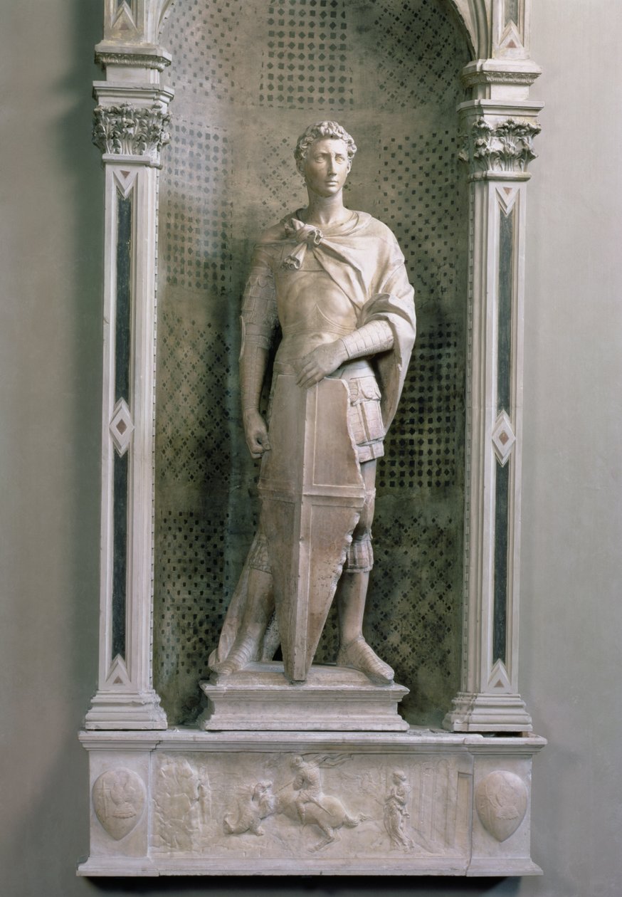 St. George in a Niche with Relief of St. George Slaying the Dragon Below (marmor) (etterrestaurering, se også 87899) av Donatello