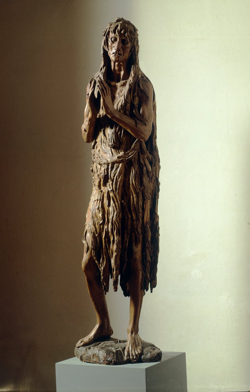 Penitent Magdalene av Donatello (ca 1386-1466), trestatue av Donatello