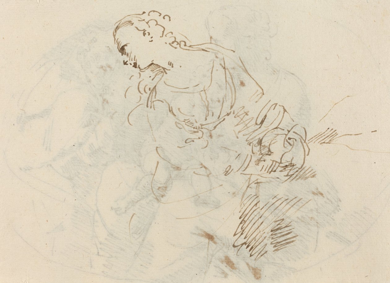 Kvinnelig skikkelse (angrende Magdalene?) [verso] av Donato Creti