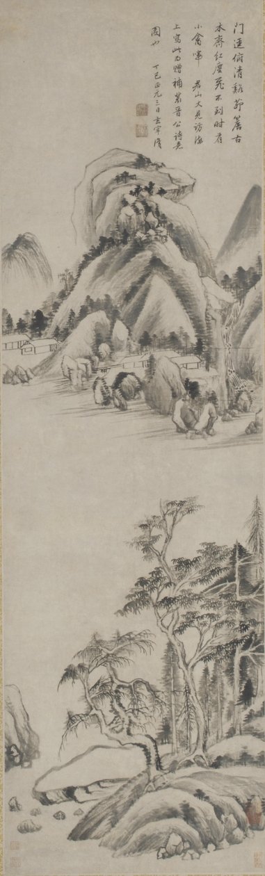 Landskap, Ming-dynastiet, 1617 (blekk på papir) av Dong Qichang