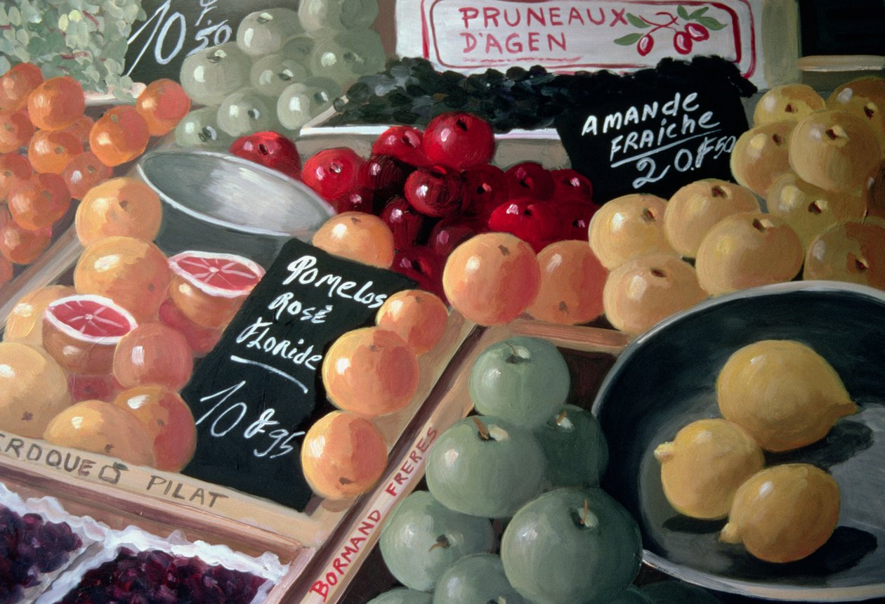 Pomelos II (akryl på panel) av Dory Coffee