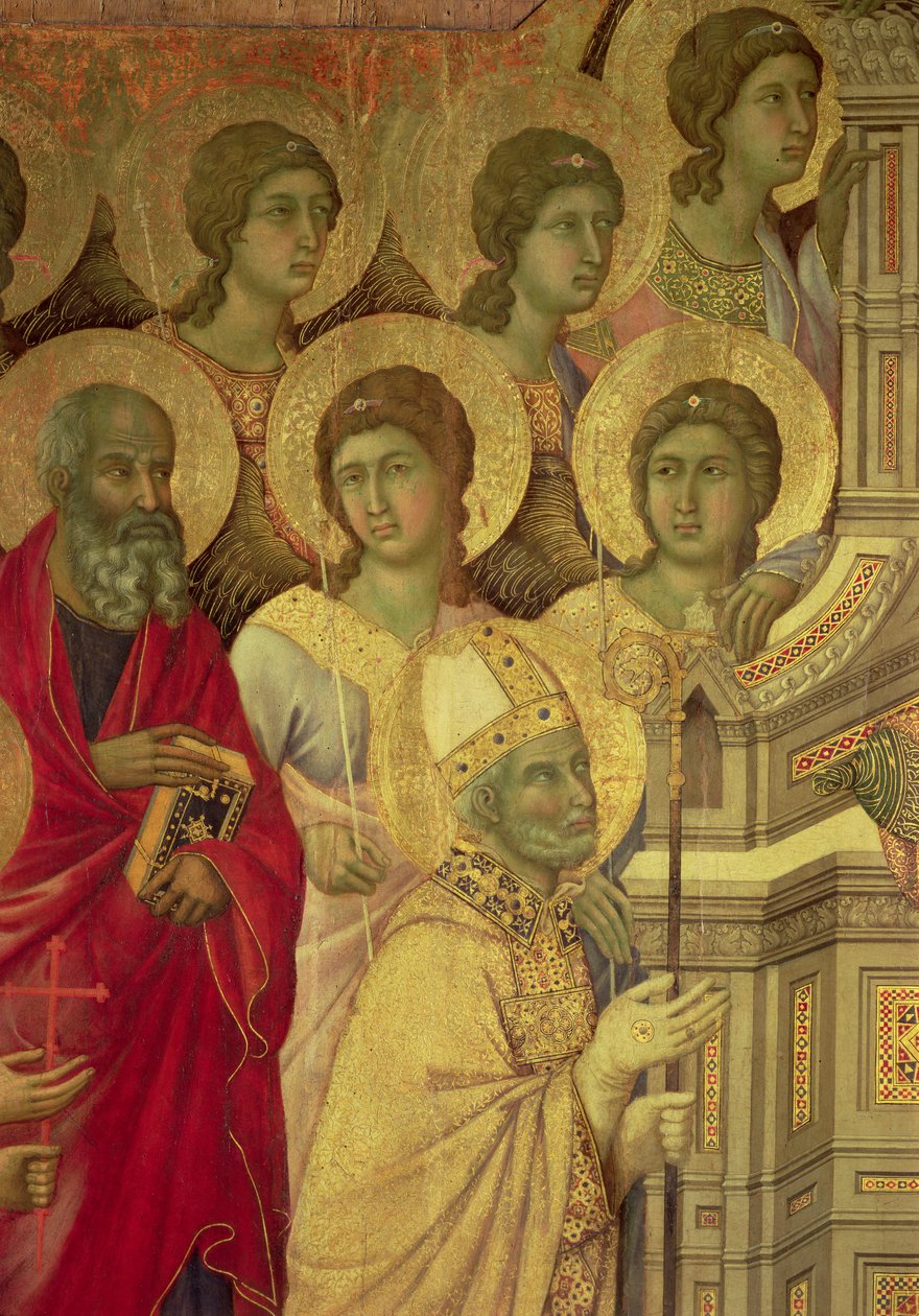 Maesta: Saints, (detalj), 1308-11 (tempera på panel) av Duccio di Buoninsegna