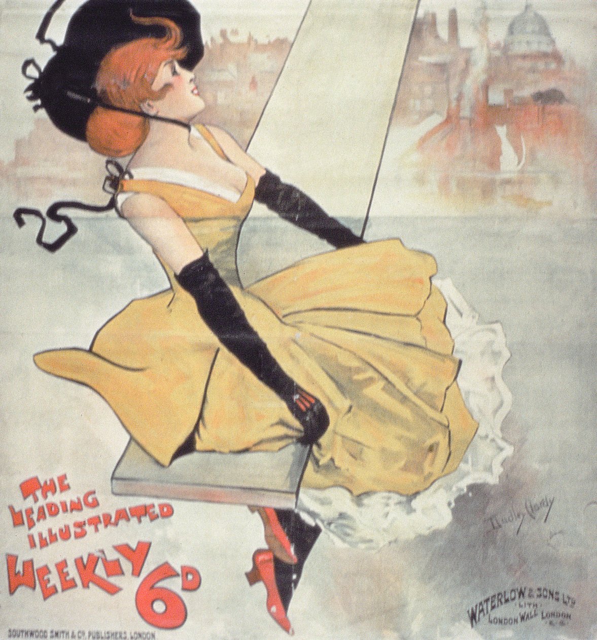 Annonse for 'The Leading Illustrated Weekly' av Dudley Hardy