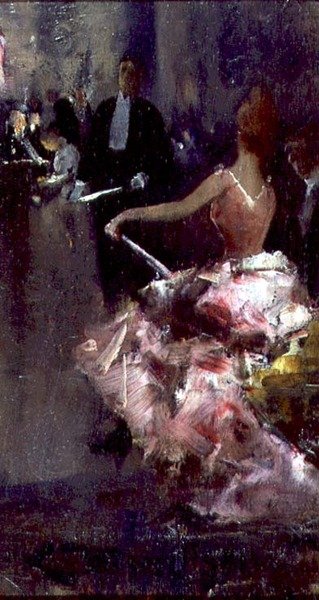 Cafe Scene (olje på panel) av Dudley Hardy