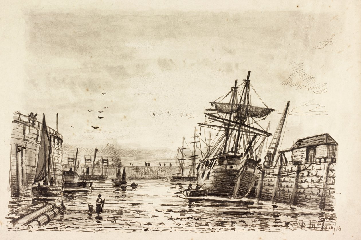 Tyne Dock Gut (blekk på papir) av Duncan F. McLea