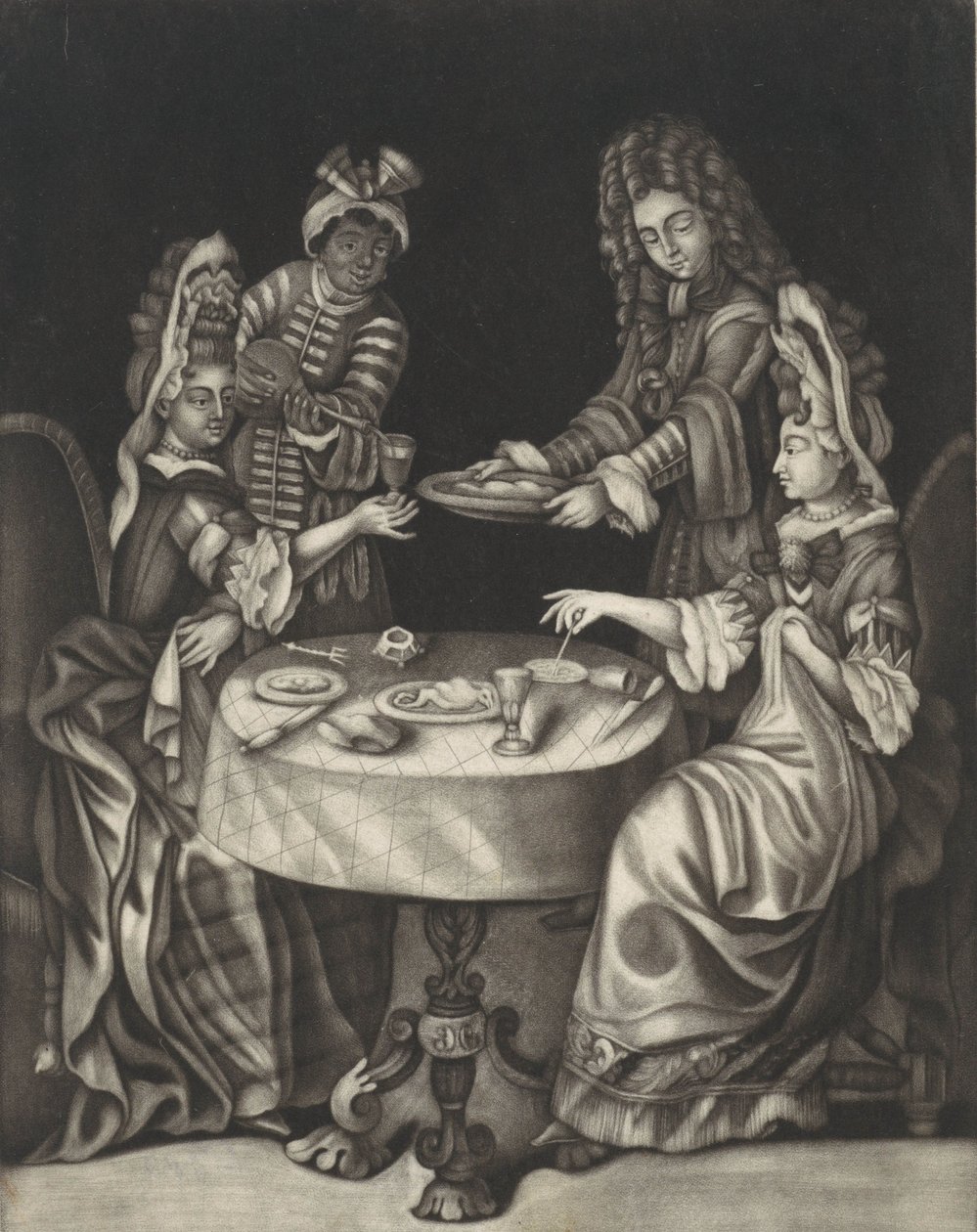 To damer servering, 1650-1701 (trykk) av Dutch School