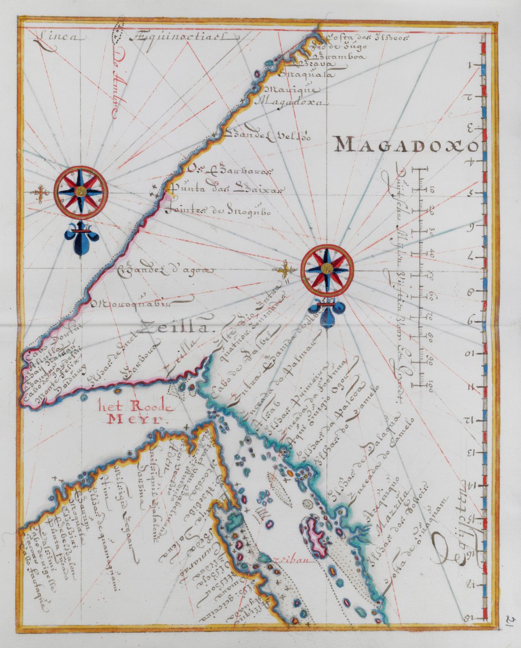 Kart over Magadoxo, Zanzibar. av Dutch School